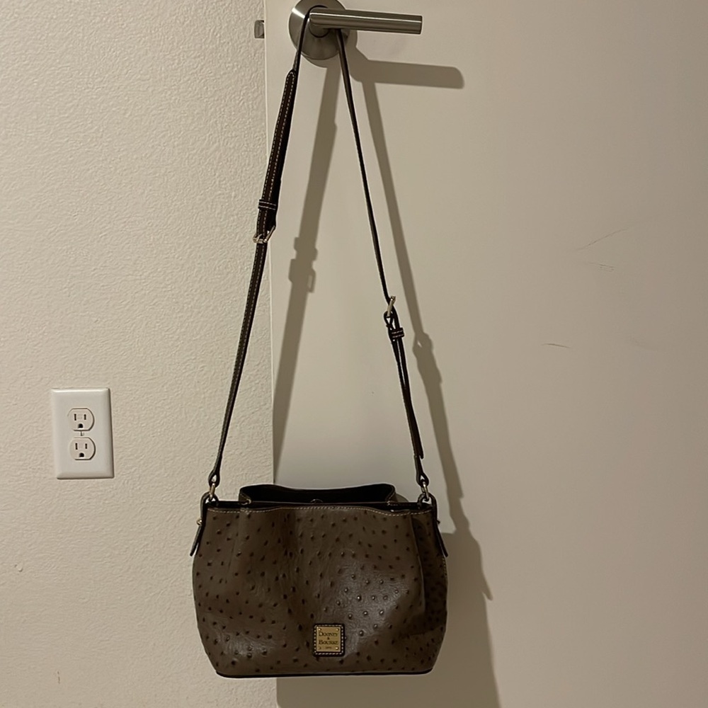 Dooney & Bourke small ostrich leather adjustable strap crossbody/shoulder bag